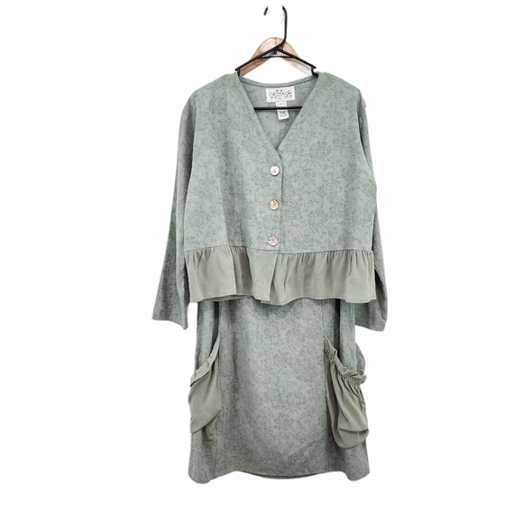 Cachaca Women's Vintage Linen Blend Blouse and Skirt Set Lagenlook- S - Picture 1 of 12